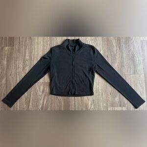 Black Cropped Athletic Zip Up